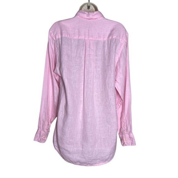 Flax Pink Linen Button Up Shirt Size S Fits 4-6 Collared Long Sleeve Lagenlook - Picture 4 of 12